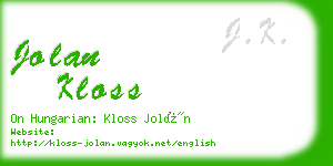 jolan kloss business card